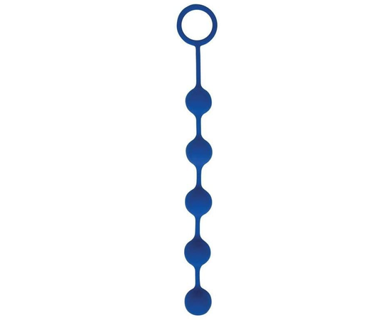 Синяя анальная цепочка с металлическими шариками - 25 см., фото 