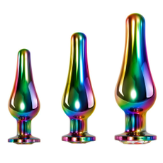 Набор из 3 радужных анальных пробок Rainbow Metal Plug Set, фото 