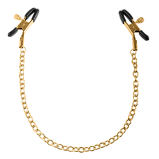 Чёрные с золотом зажимы на соски Gold Chain Nipple Clamps, фото 