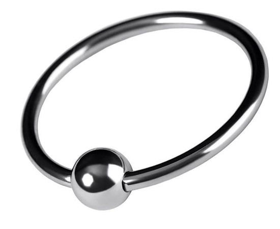 Серебристое кольцо на пенис с шариком, фото 