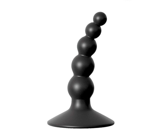 Чёрный фигурный изогнутый анальный стимулятор - 8,5 см., фото 