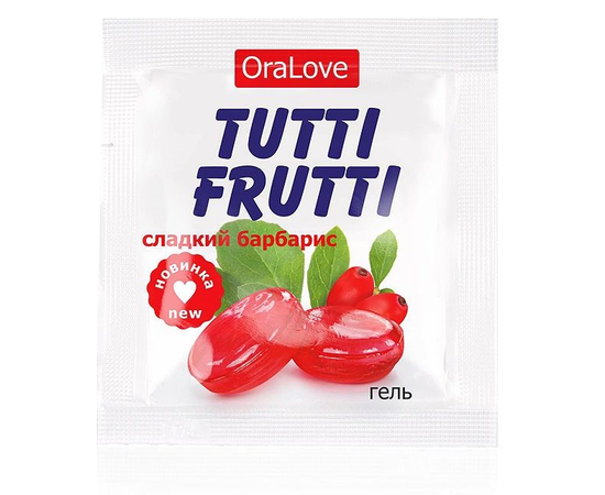 Гель-смазка Tutti-frutti со вкусом барбариса - 4 гр., фото 