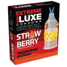 Стимулирующий презерватив "Медвежий капкан" с ароматом клубники - 1 шт., фото 