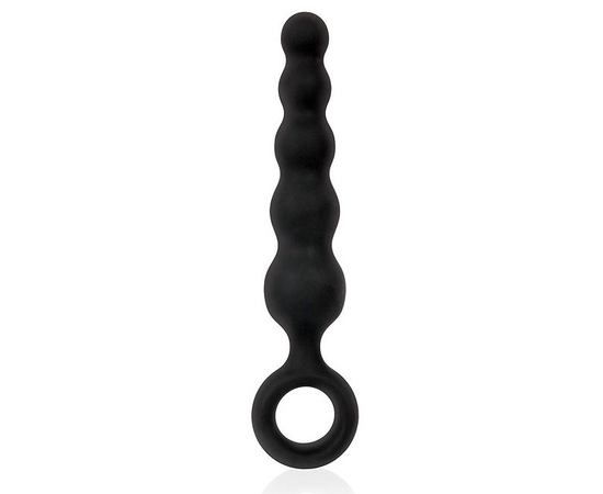 Черный анальный стимулятор-елочка с ограничительным колечком - 8,5 см., фото 