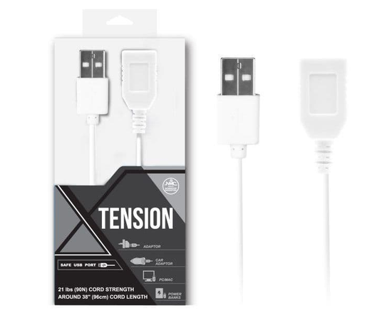 Белый удлинитель USB-провода - 100 см., Цвет: белый, фото 