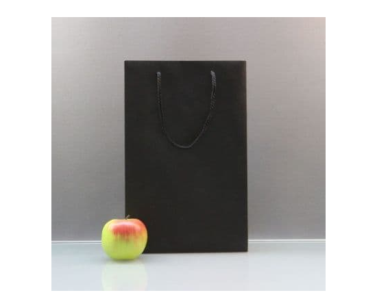 Чёрный бумажный пакет для покупок - 23 х 36 х 10 см., Цвет: черный, фото 