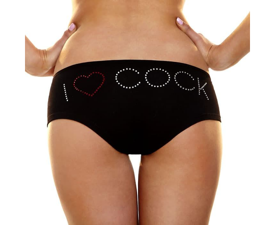 Трусики-слип с надписью I Love Cock, Цвет: черный, Размер: S-M, фото 