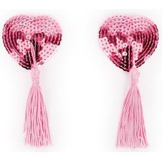 Розовые пэстисы-сердечки с кисточками, Цвет: розовый, фото 