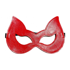 Двусторонняя красно-черная маска с ушками из эко-кожи, фото 