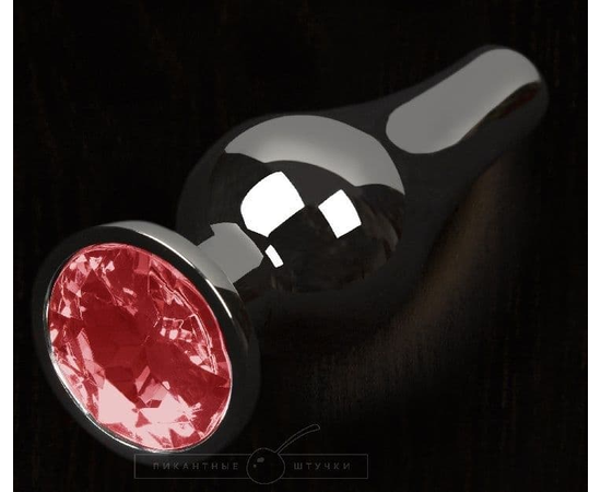 Графитовая удлиненная анальная пробка с красным кристаллом - 12 см., фото 