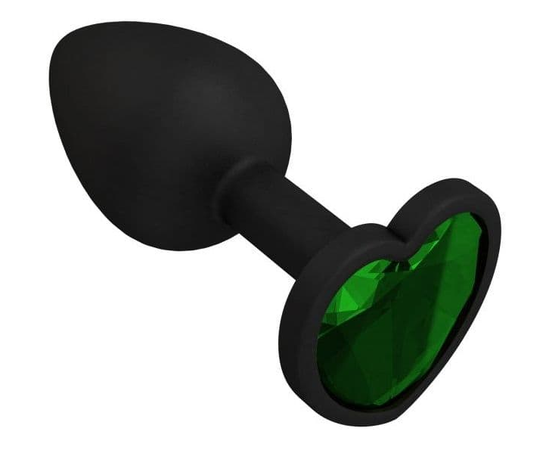 Черная силиконовая пробка с зеленым кристаллом - 7,3 см., фото 