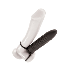 Рельефная насадка на пенис для двойной стимуляции Ribbed Double Trouble - 16,5 см., фото 