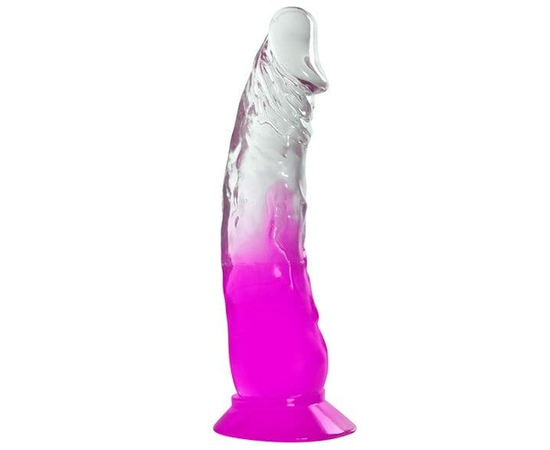Фиолетовый фаллоимитатор без мошонки с прозрачным стволом и присоской - 15 см., фото 