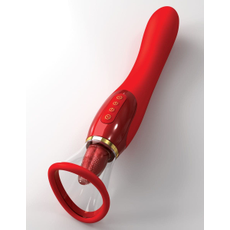 Красный двухсторонний вибростимулятор Ultimate Pleasure 24K Gold Luxury Edition - 25 см., фото 