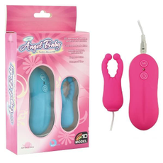 Розовый вибростимулятор с усиками Angel Baby NIpple&Cock clips, фото 