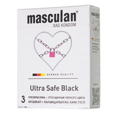 Ультрапрочные презервативы Masculan Ultra Safe Black, Длина: 19.00, Объем: 3 шт., фото 