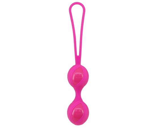 Розовые силиконовые вагинальные шарики с петелькой, Цвет: розовый, фото 
