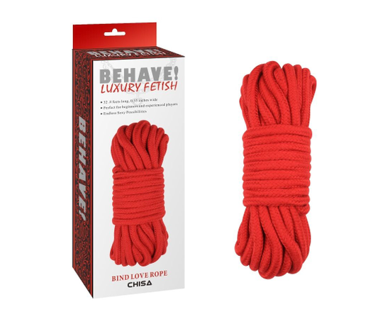 Красная веревка для шибари Bing Love Rope - 10 м., фото 