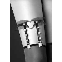 Подвязка с сердцем и шипами GARTER WITH HEART, Цвет: черный, Размер: S-M-L, фото 
