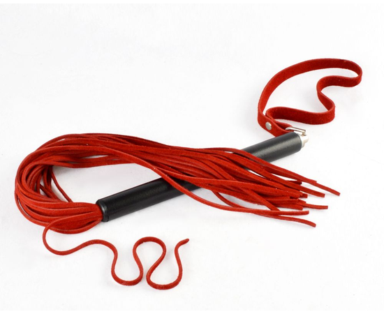 Велюровая плеть MIX с черной рукоятью - 47 см., Цвет: красный с черным, фото 