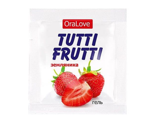 Пробник гель-смазки Tutti-frutti с земляничным вкусом - 4 гр., Объем: 4 гр., фото 