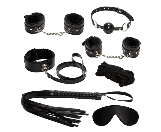 Эротический набор БДСМ из 7 предметов в черном цвете, фото 