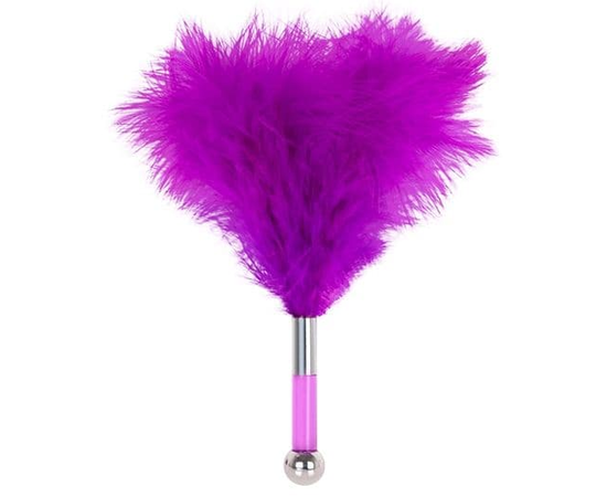 Фиолетовая метелка-пуховка с круглым наконечником FEATHER TICKLER - 24 см., фото 