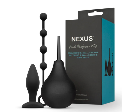 Анальный набор Nexus Anal Beginner Kit: пробка, душ и шарики, фото 