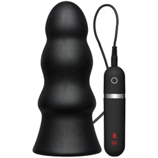 Анальная вибропробка Doc Johnson Kink Vibrating Silicone Butt Plug Rippled 7.5", Цвет: черный, фото 