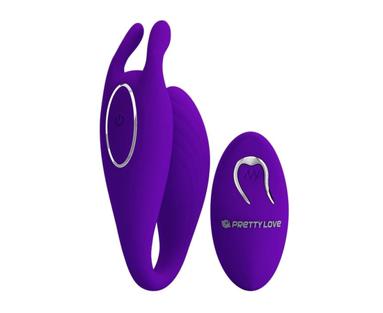 Фиолетовый U-образный вибратор для пар Bill с пультом ДУ, фото 