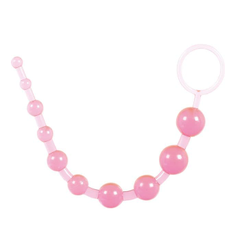 Розовая анальная цепочка из 10 шариков - 25 см., фото 