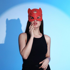 Оригинальная красная маска «Кошка» с ушками, фото 