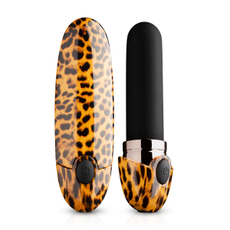 Леопардовый вибромассажер-помада Asha Lipstick Vibrator - 10 см., фото 