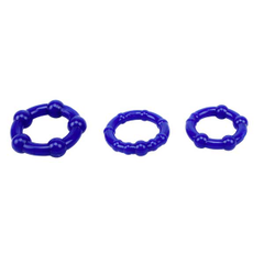Набор из 3 синих стимулирующих колец Beaded Cock Rings, фото 