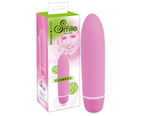 Розовый вибратор Smile Mini Comfy - 13 см., фото 