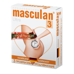Презервативы Masculan Ultra 3 Long Pleasure с продлевающим эффектом - 3 шт., фото 
