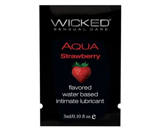 Лубрикант с ароматом клубники WICKED AQUA Strawberry - 3 мл., фото 