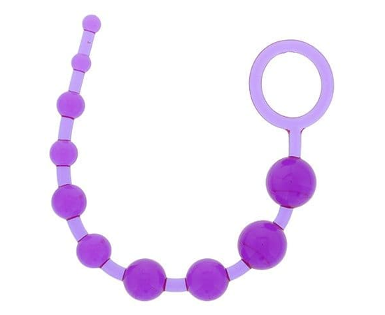 Фиолетовая анальная цепочка PLEASURE BEADS ANAL ROD - 32 см., фото 