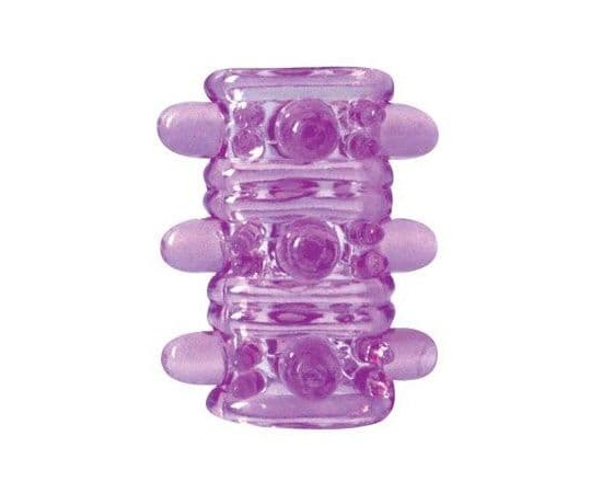 Открытая фиолетовая насадка на пенис Crystal Sleeve - 5,5 см., фото 