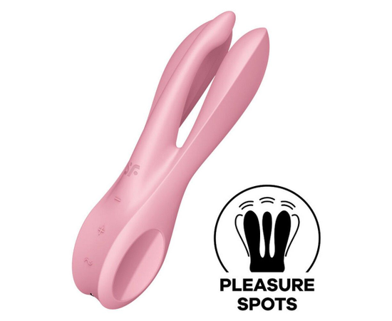 Розовый вибратор Threesome 1 с "пальчиками", Длина: 14.00, Цвет: розовый, фото 