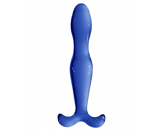 Синий стеклянный стимулятор Elegance - 18 см., фото 