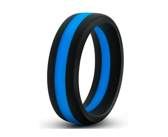 Черно-синее эрекционное кольцо Silicone Go Pro Cock Ring, фото 