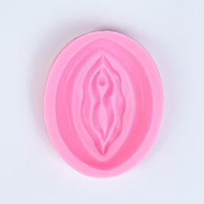 Розовая силиконовая форма в виде вульвы, фото 