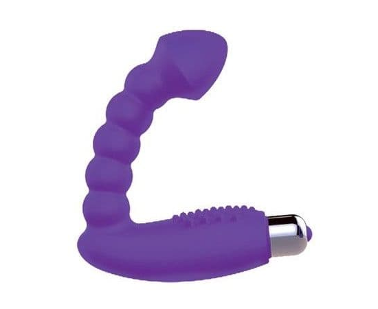 Фиолетовый массажер простаты с вибрацией - 10 см., фото 