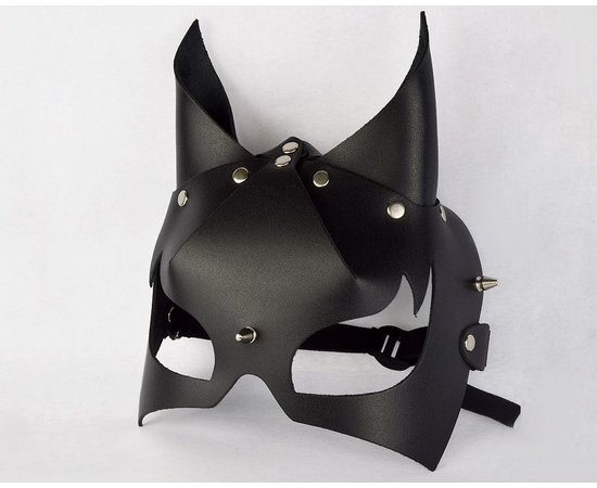 Черная кожаная маска "Черт", фото 