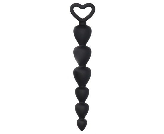 Черная анальная елочка Silicone Anal Beads - 17,5 см., фото 