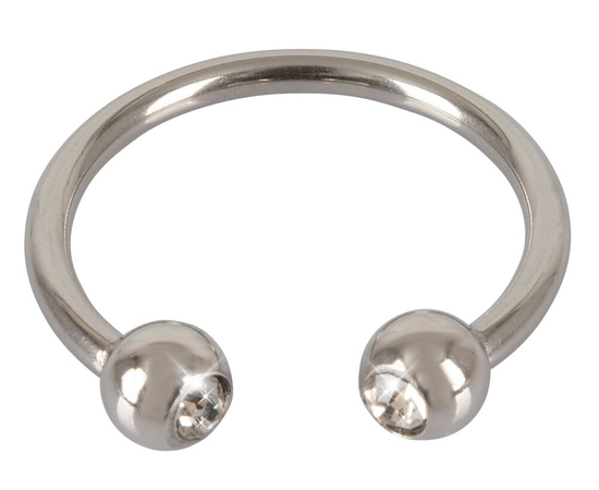 Серебристое металлическое кольцо для пениса Rebel с шариками, фото 