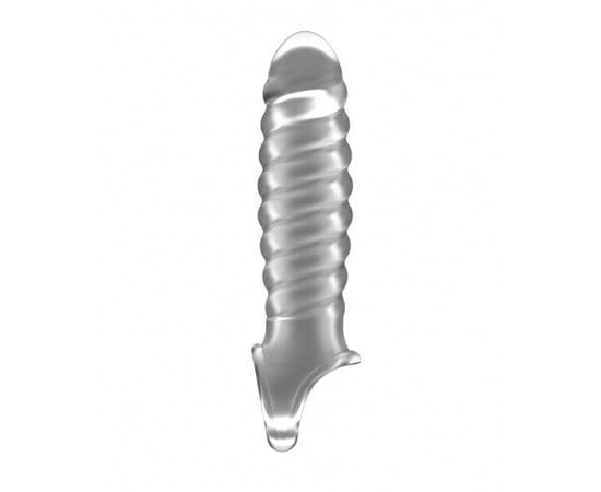 Прозрачная ребристая насадка Stretchy Penis Extension No.32, фото 