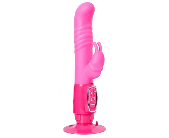 Розовый реалистичный вибратор SEX CONQUEROR SPIRAL MOTION DUO VIBE - 21 см., фото 