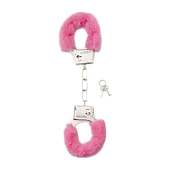 Меховые розовые наручники, фото 